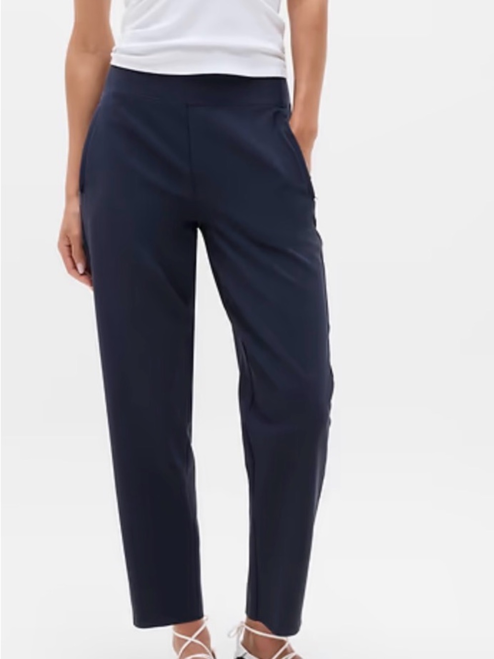 Athleta Navy Straight-Leg Pull-On Pants